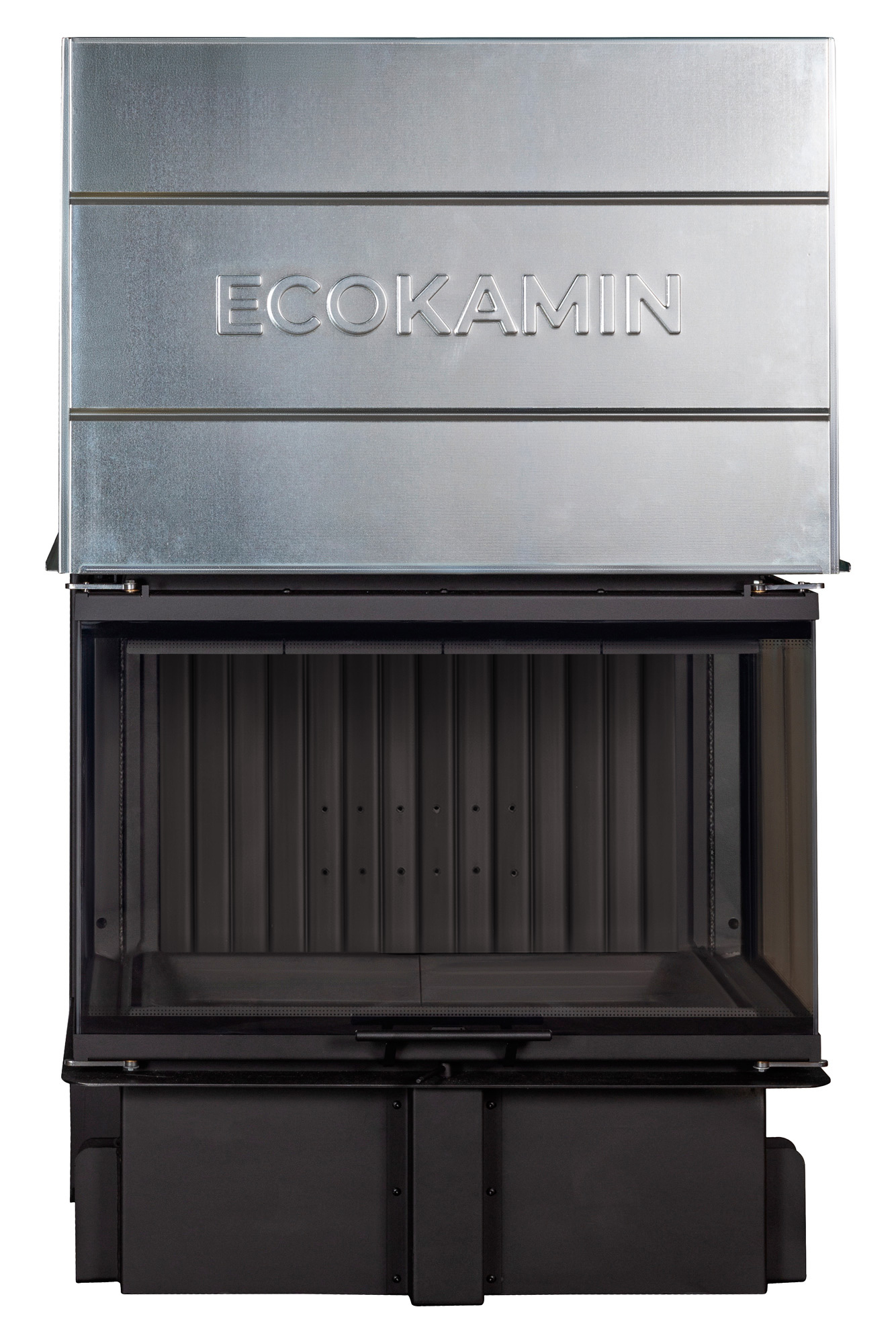 Каминная топка Экокамин ДЕЛЬТА 800 PBV три стекла принтинг подовое горение черный шамот вертикальная ламель