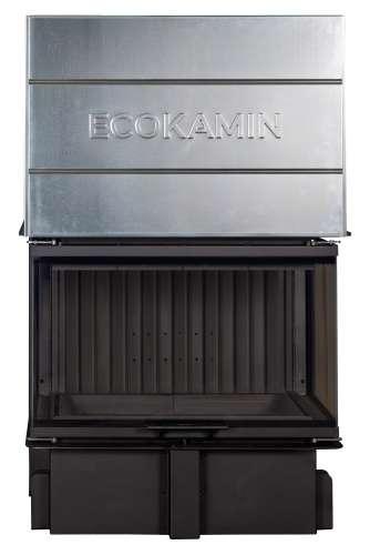 Каминная топка Экокамин ДЕЛЬТА 800 PBV три стекла принтинг подовое горение черный шамот вертикальная ламель