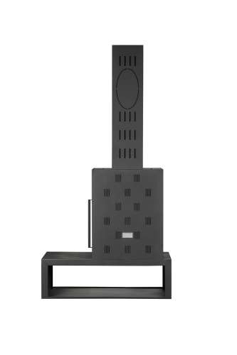 Камин МАДРИД на дровнике Гигант слева черный шамот подовый