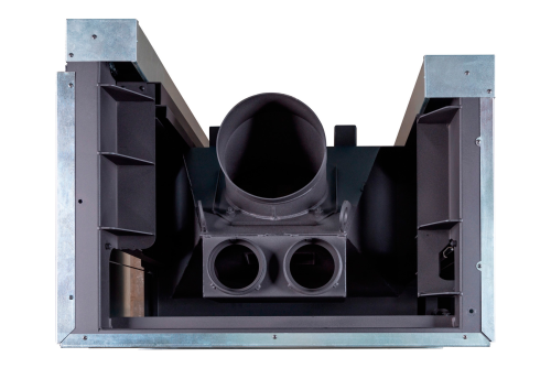 Каминная топка Экокамин ДЕЛЬТА 800 LPB два стекла левая принтинг подовое горение черный шамот