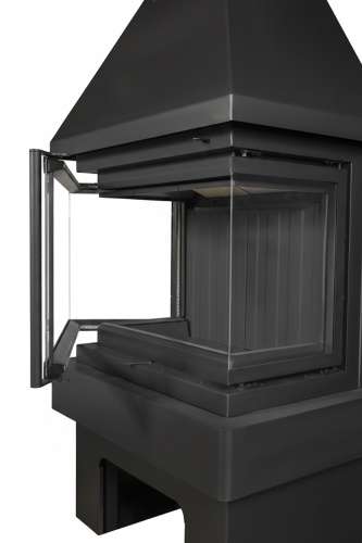 Камин ПРАГА три стекла NEW черный, шамот черный