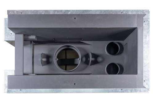 Каминная топка Экокамин ДЕЛЬТА 900 PB три стекла подовое горение принтинг черный шамот