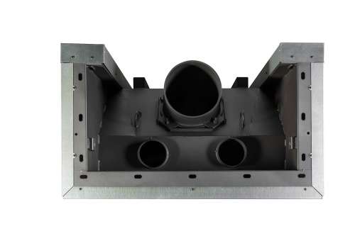 Каминная топка Экокамин ДЕЛЬТА 1000 BV три стекла принтинг черный шамот, вертикальная ламель