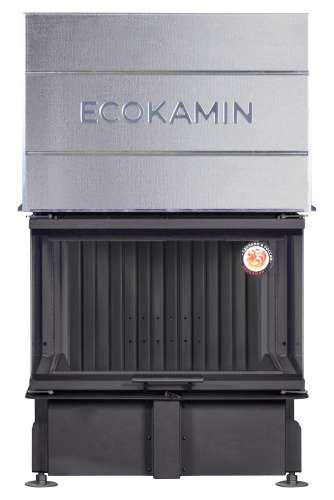 Каминная топка Экокамин ДЕЛЬТА 800 BV три стекла принтинг черный шамот вертикальная ламель