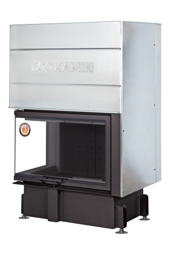 Каминная топка Экокамин ДЕЛЬТА 800 LPB два стекла левая принтинг подовое горение черный шамот