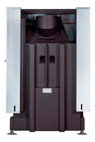 Каминная топка Экокамин ДЕЛЬТА 800 RPB два стекла правая принтинг подовое горение черный шамот