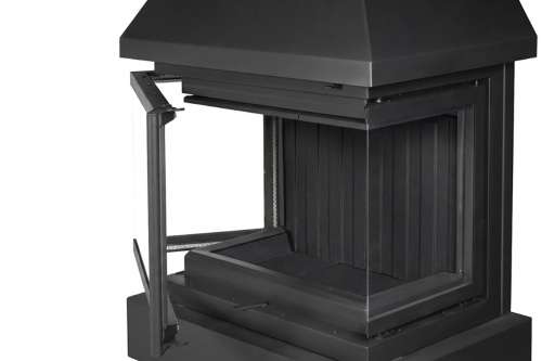 Камин ПРАГА три стекла NEW черный, шамот черный