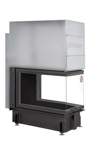 Каминная топка Экокамин ДЕЛЬТА 900 PB три стекла подовое горение принтинг черный шамот