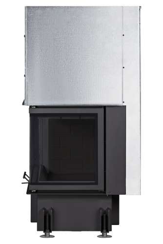 Каминная топка Экокамин ДЕЛЬТА 800 RPB два стекла правая принтинг подовое горение черный шамот