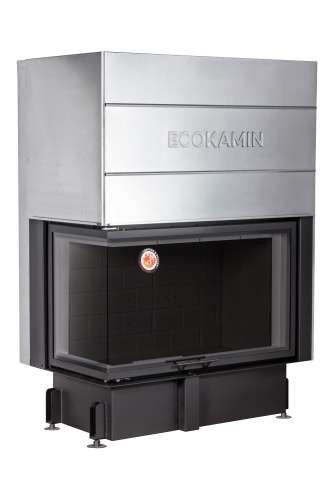 Каминная топка Экокамин ДЕЛЬТА 1000 LB два стекла принтинг левая черный шамот