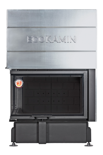 Каминная топка Экокамин ДЕЛЬТА 800 LPB два стекла левая принтинг подовое горение черный шамот