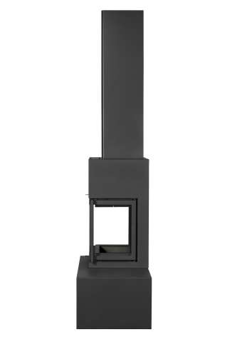 Камин МАДРИД на дровнике Гигант слева черный шамот подовый