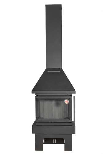 Камин ПРАГА три стекла NEW черный, шамот черный