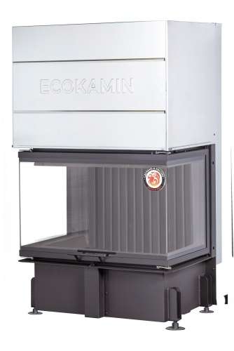 Каминная топка Экокамин ДЕЛЬТА 800 BV три стекла принтинг черный шамот вертикальная ламель