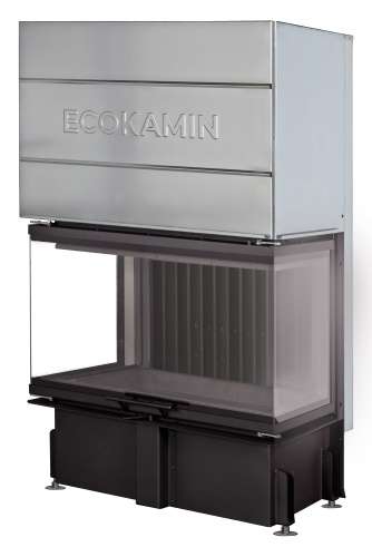 Каминная топка Экокамин ДЕЛЬТА 800 PBV три стекла принтинг подовое горение черный шамот вертикальная ламель