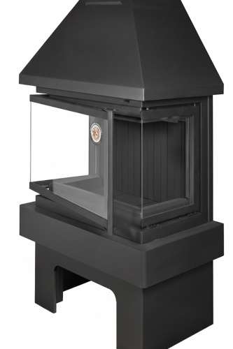 Камин ПРАГА три стекла NEW черный, шамот черный