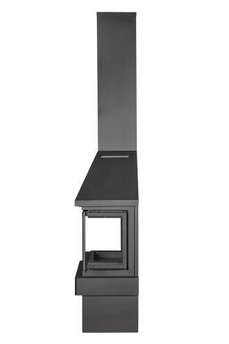 Камин ПРАГА три стекла NEW черный, шамот черный