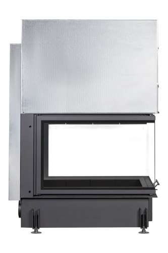 Каминная топка Экокамин ДЕЛЬТА 900 PB три стекла подовое горение принтинг черный шамот