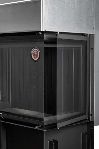 Каминная топка Экокамин ДЕЛЬТА 1000 BV три стекла принтинг черный шамот, вертикальная ламель