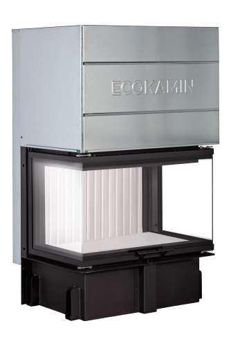 Каминная топка Экокамин ДЕЛЬТА 800PV три стекла принтинг подовое горение вертикальная ламель