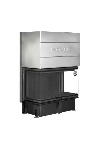 Каминная топка Экокамин ДЕЛЬТА 1000 BV три стекла принтинг черный шамот, вертикальная ламель