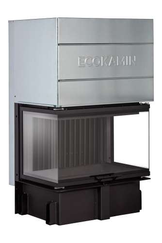 Каминная топка Экокамин ДЕЛЬТА 800 PBV три стекла принтинг подовое горение черный шамот вертикальная ламель