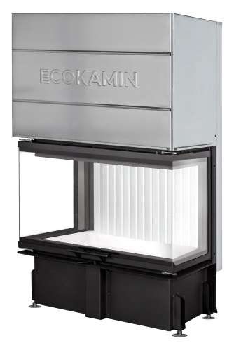 Каминная топка Экокамин ДЕЛЬТА 800PV три стекла принтинг подовое горение вертикальная ламель