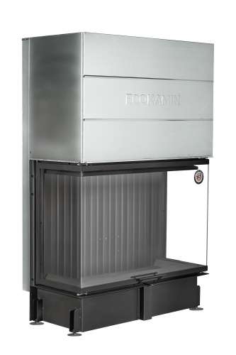 Каминная топка Экокамин ДЕЛЬТА 1200х800х450 PB три стекла подовая черный шамот