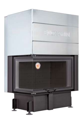 Каминная топка Экокамин ДЕЛЬТА 800 LPB два стекла левая принтинг подовое горение черный шамот