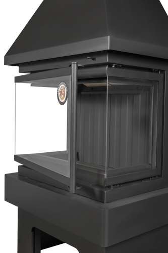 Камин ПРАГА три стекла NEW черный, шамот черный