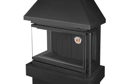 Камин ПРАГА три стекла NEW черный, шамот черный